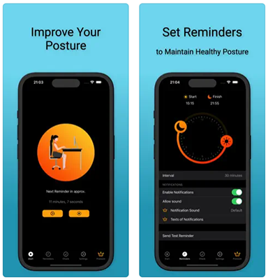 aplicativos melhorar postura Posture Reminder